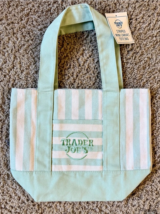 Trader Joe'S Handbags - NEW Trader Joe's Mint Stripe Mini Tote Bag